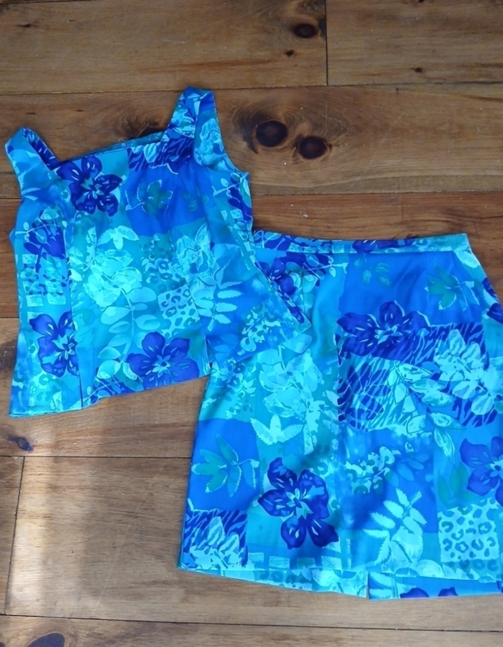 John Roberts tank and skirt set SZ 12, Blue/Green